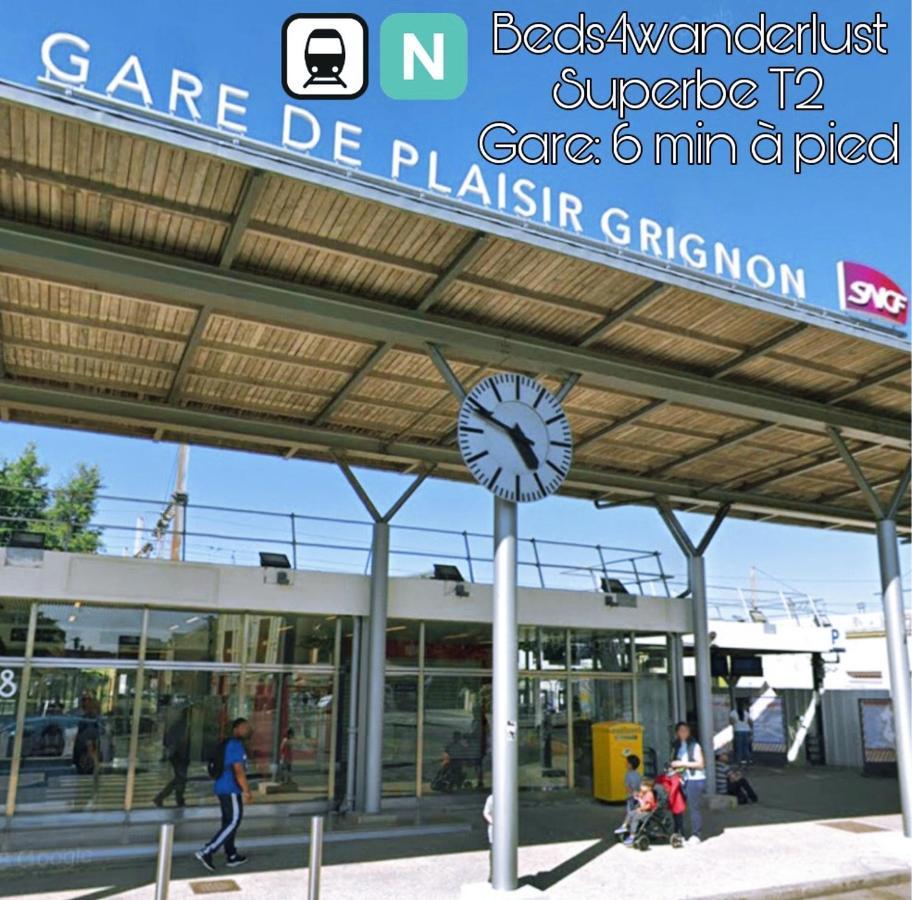Detente & Jardin By Beds4Wanderlust - Charmant T2 Avec Jardin - Gare Plaisir-Grignon, Versailles 20Km Exterior foto